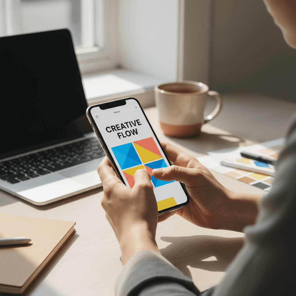 Designer working on a website on their smartphone
