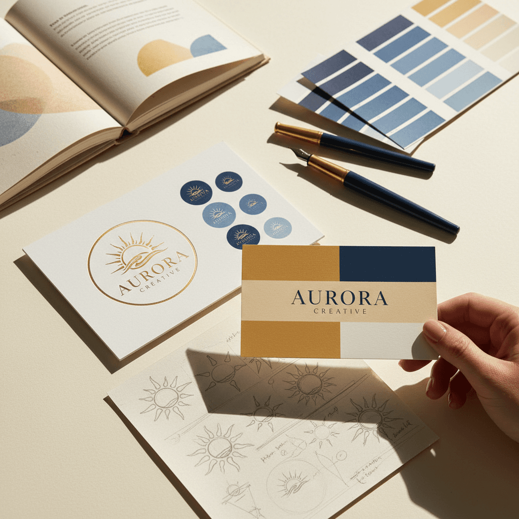Brand identity materials and logo design process
