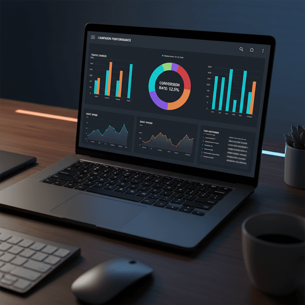 Digital marketing analytics and campaign performance dashboard