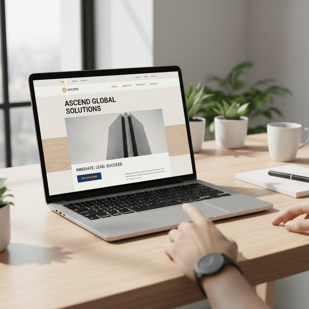 Professional website displayed on laptop screen
